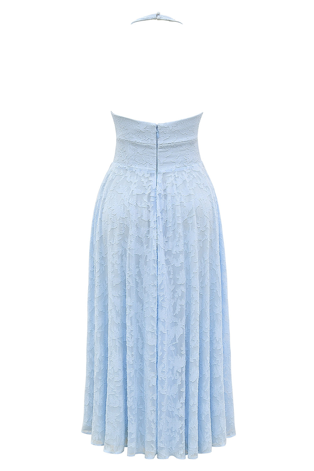 bluebell floral jacquard halter midi dress