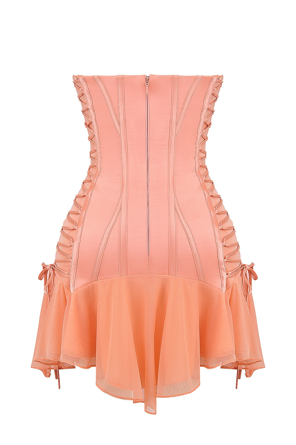 sorbet satin strapless mini dress