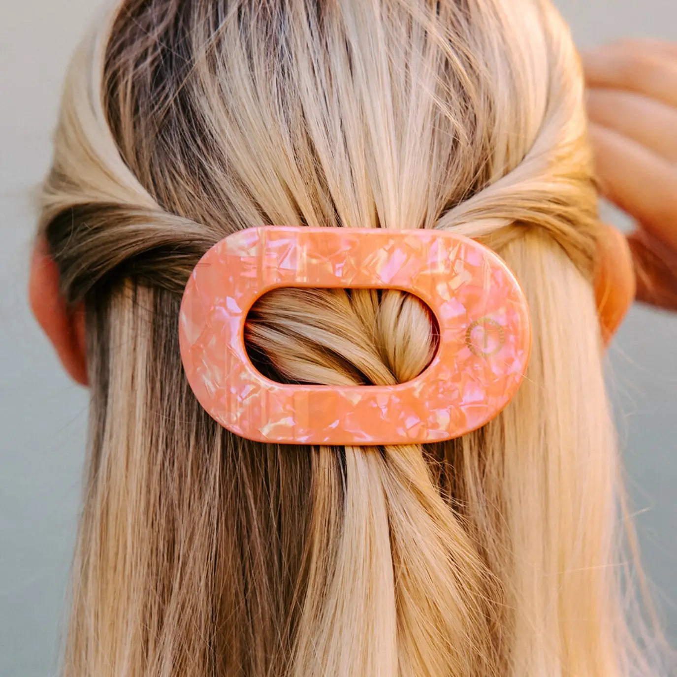 TELETIES Medium Flat Round Hair Clip - Dreamsicle