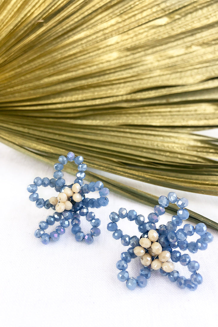 California Wildflower Beaded Earrings Blue