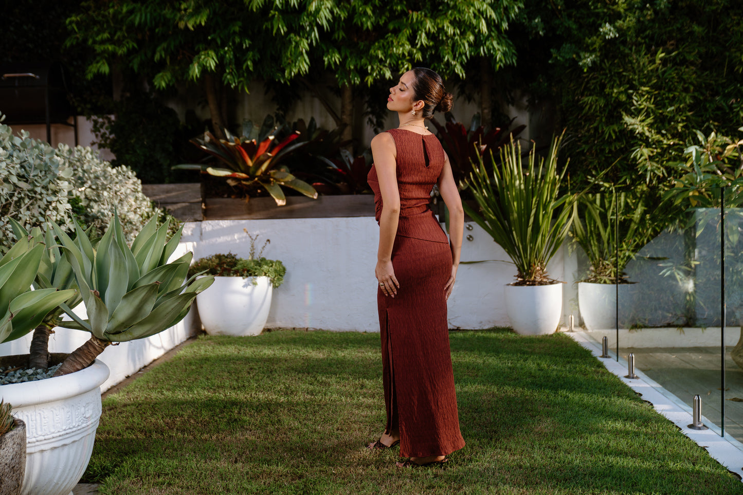 Tenille Two Piece Set - Asymmetrical Top & Maxi Skirt
