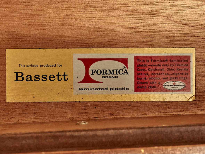 Bassett MCM Formica Laminated 2 Drawer Nightstand