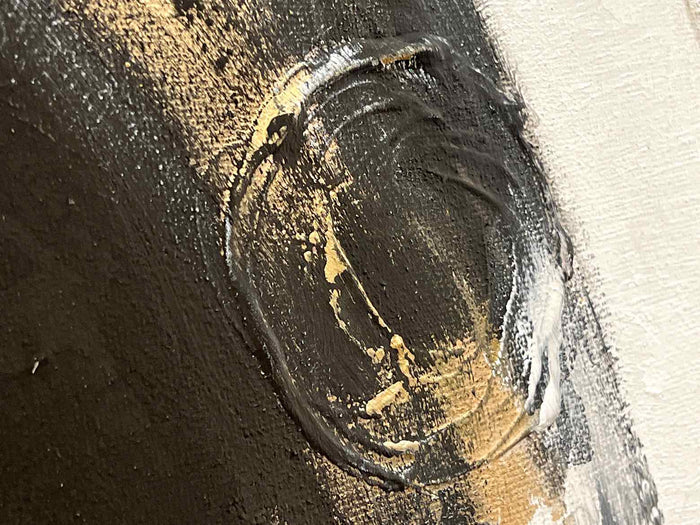 Contemporary Brush Stroke in Black,Gold, & White Wall Decor