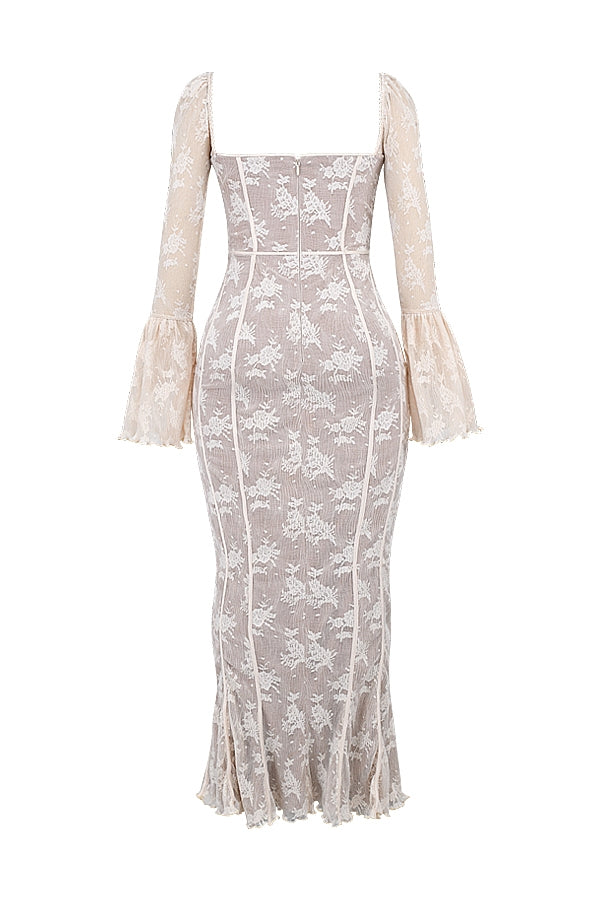 vintage cream lace maxi dress