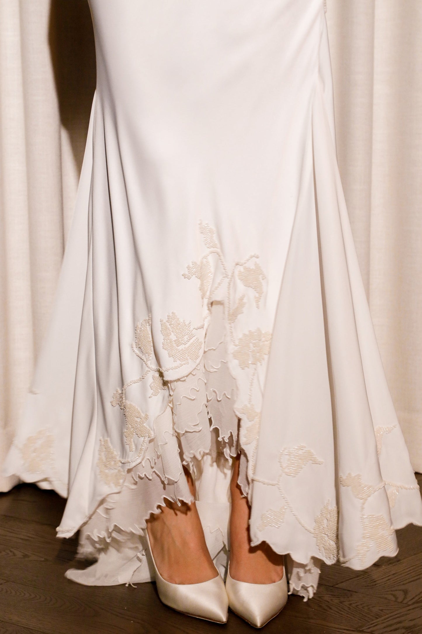 vintage ivory satin hand beaded embellished maxi dress