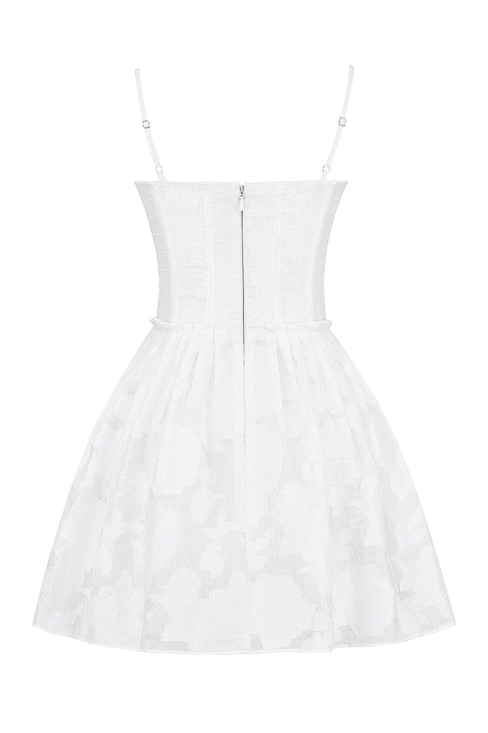 white jacquard corset mini dress