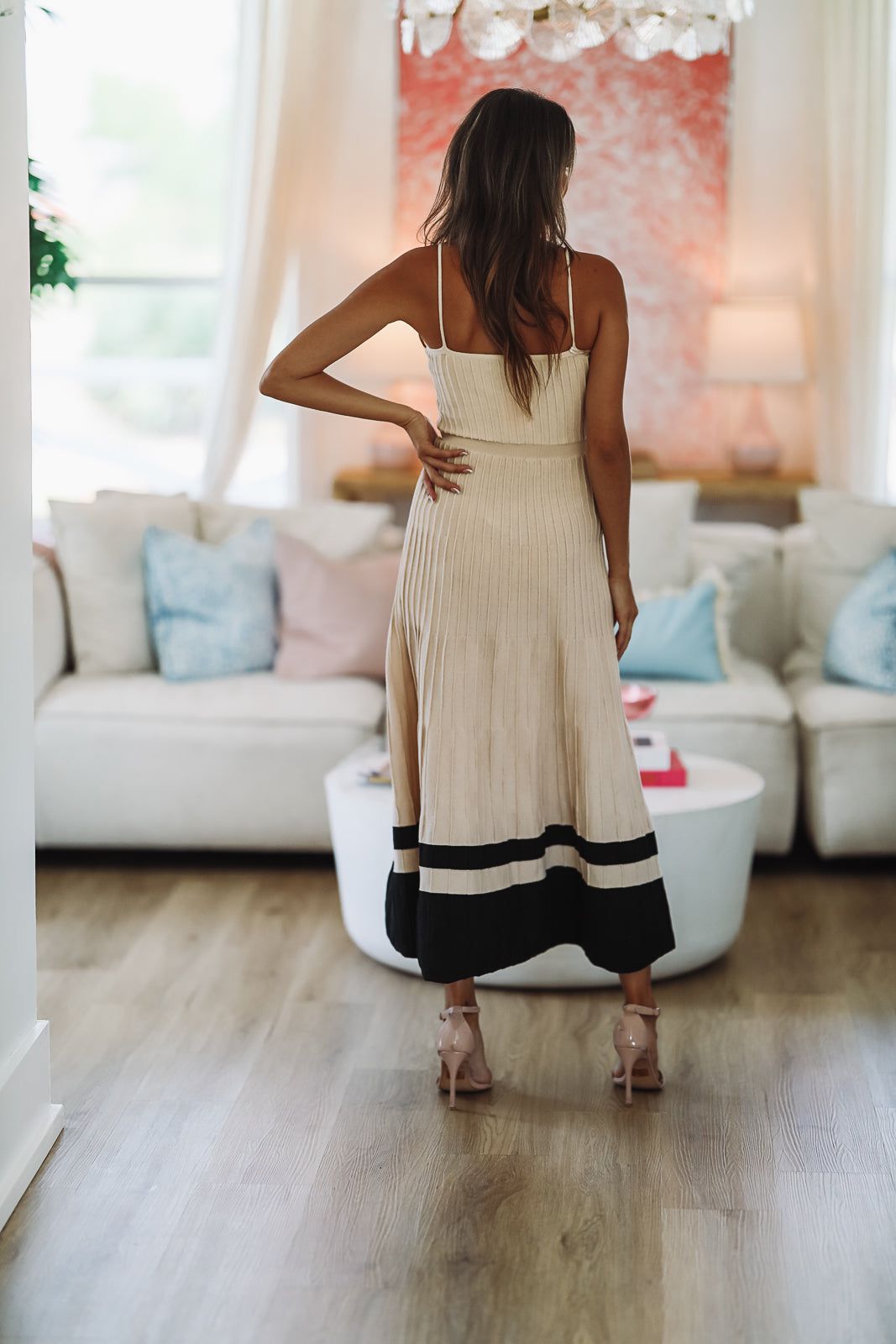 Daily Stroll Midi Dress - Khaki And Black