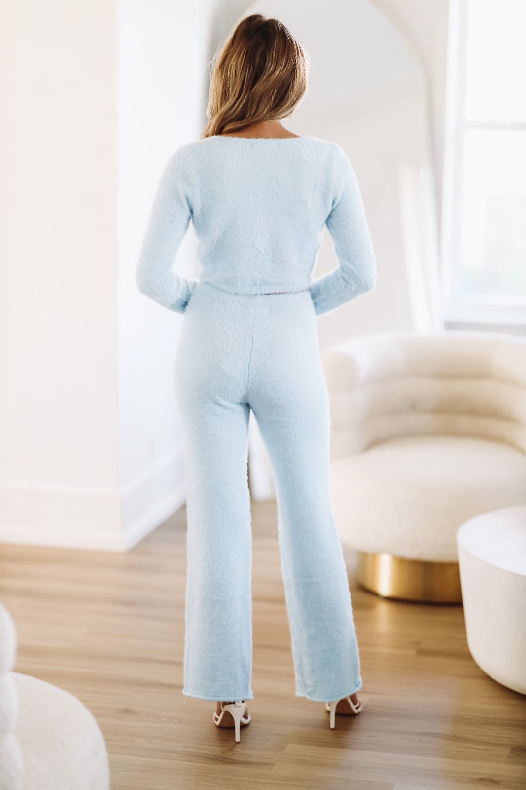 Say Less Knit Flare Pants - Light Blue