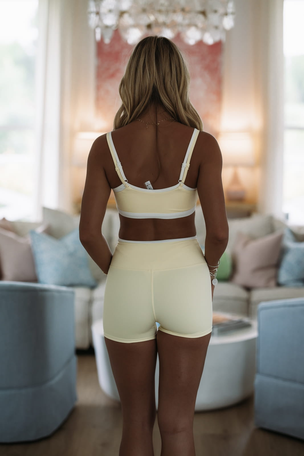 Contrast Binding Biker Shorts - Lemon Yellow