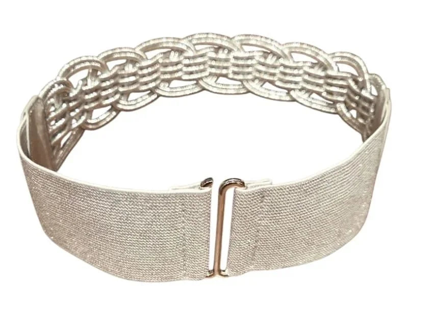Luna Wave Elastic Waist Belt in Silver