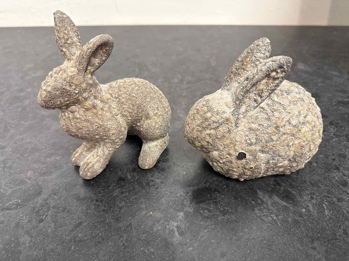 Pair of Rustic Ceramic Rabbits