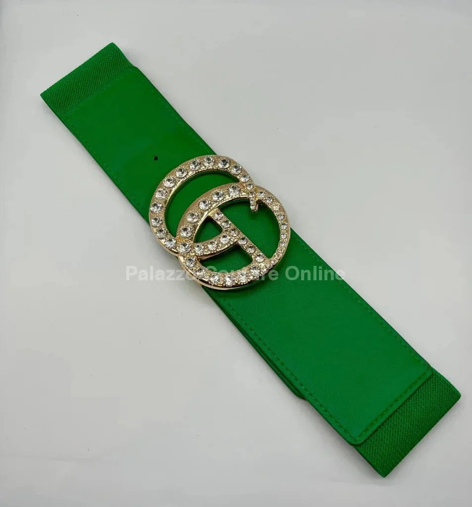Paris Rhinestone Elastic Belt (Green)