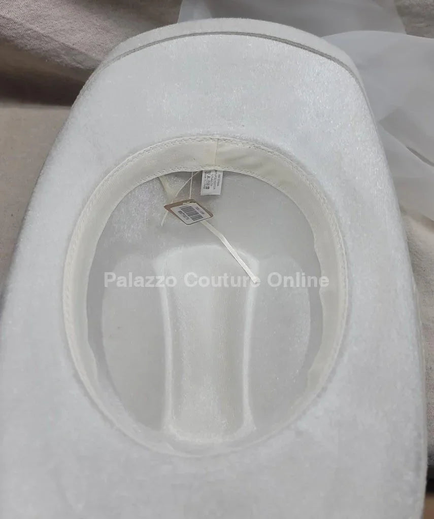 Pearl and Rhinestone Stud Bride Cowboy Hat (White)