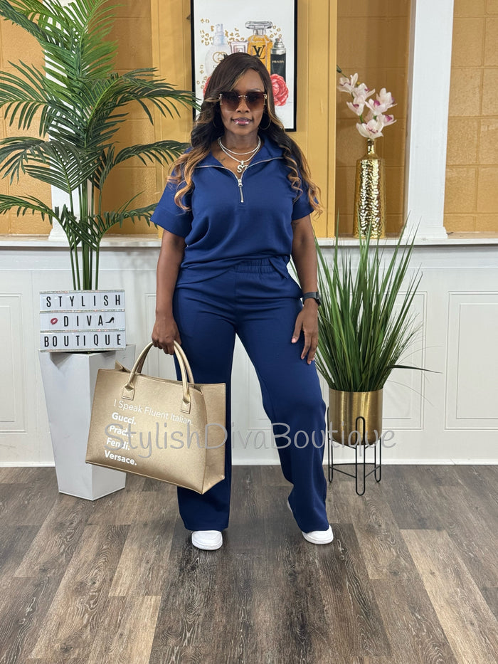 Polished Ease Half Zip Set Up to 3XL (Lt Navy)