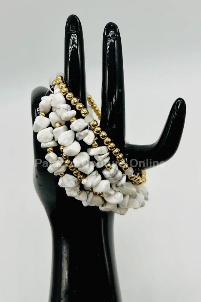 Rocio Mix Beaded Bracelet (White & Gold)