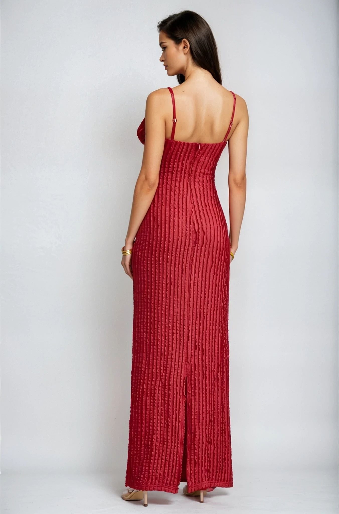 Rosette Embrace Maxi Dress – Burgundy