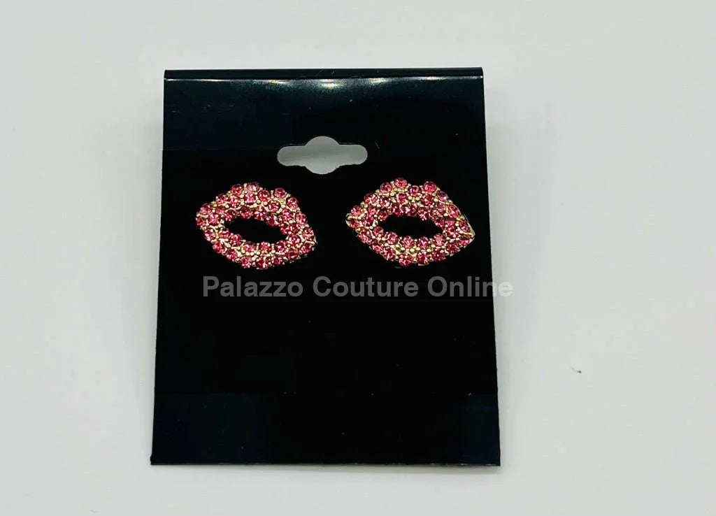 Ruby Pout Sparkle Stud Earrings (Pink)