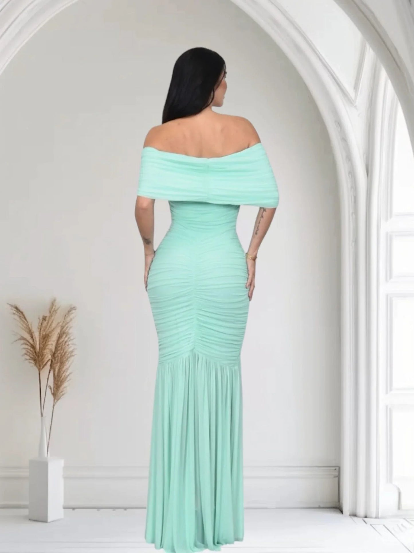 Seraphina Draped Elegance Gown Maxi Dress - Mint