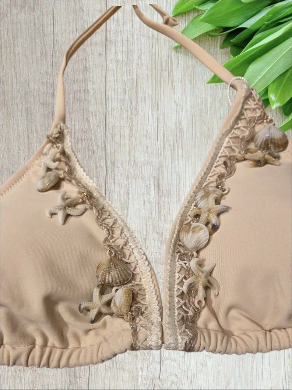 Shell Charm Crochet Bikini Set Nude