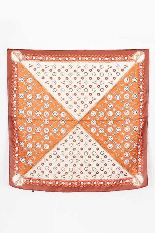 Luxe Signature Silk Bandana Scarf- Camel