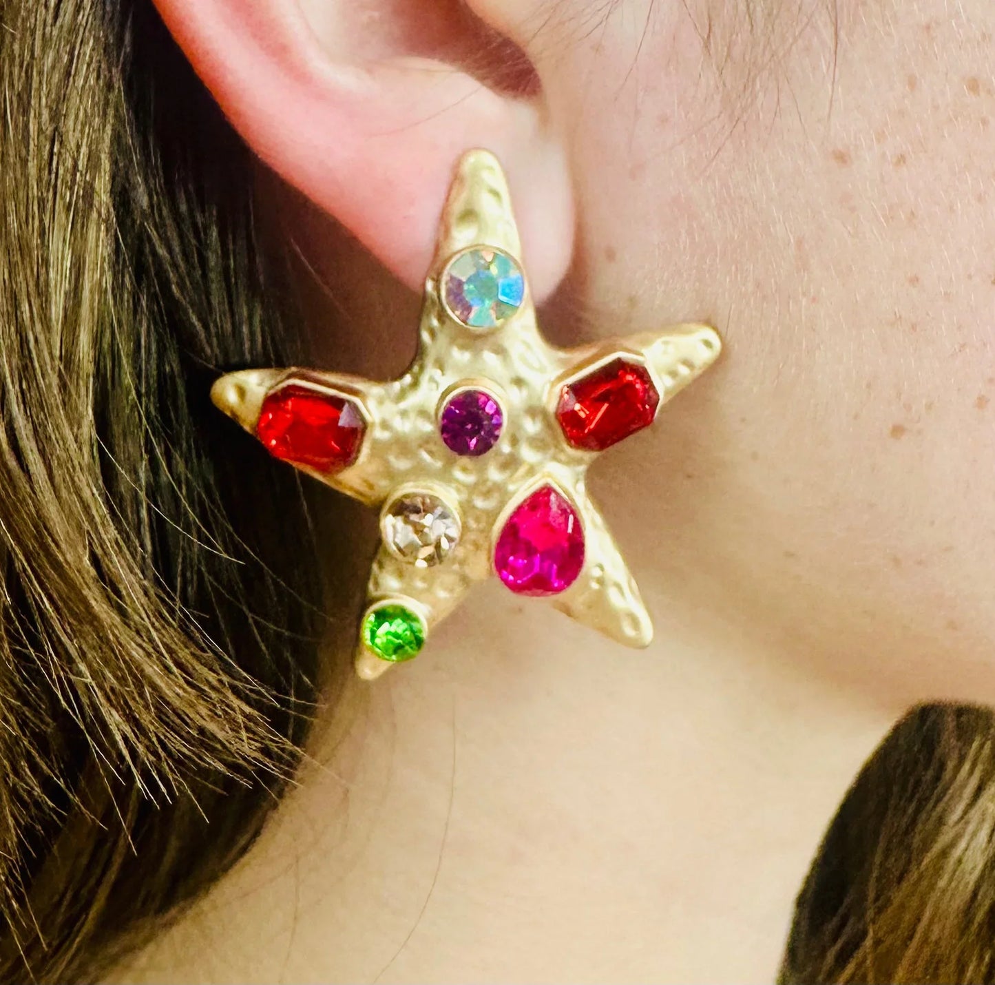 Starfish Gemstone Earrings – Vibrant & Playful Jewelry Design