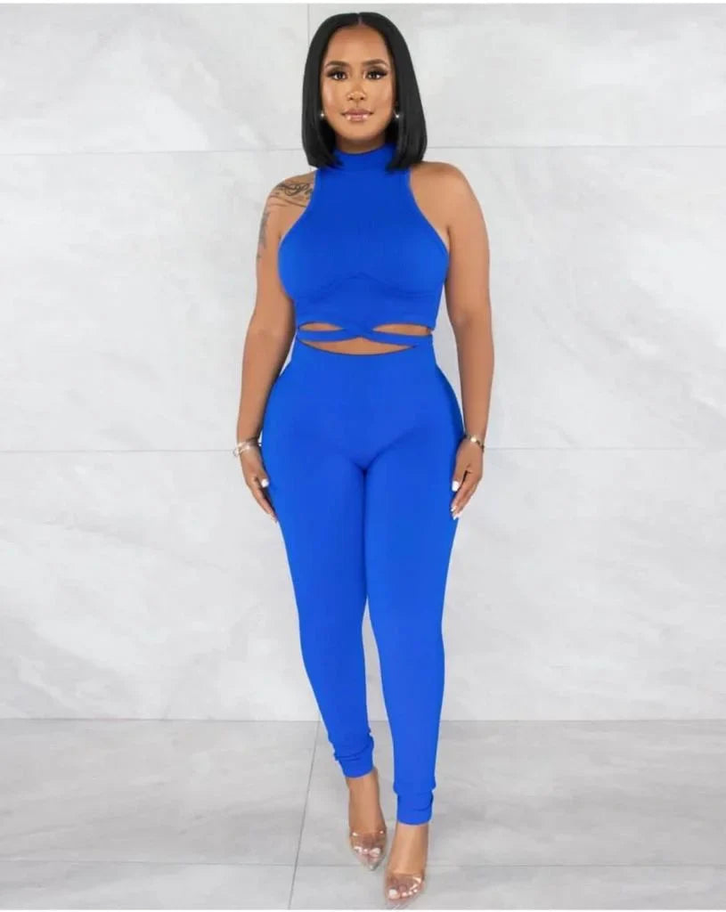Summer Vacay Top & Leggings Sculpting Set (Royal Blue)