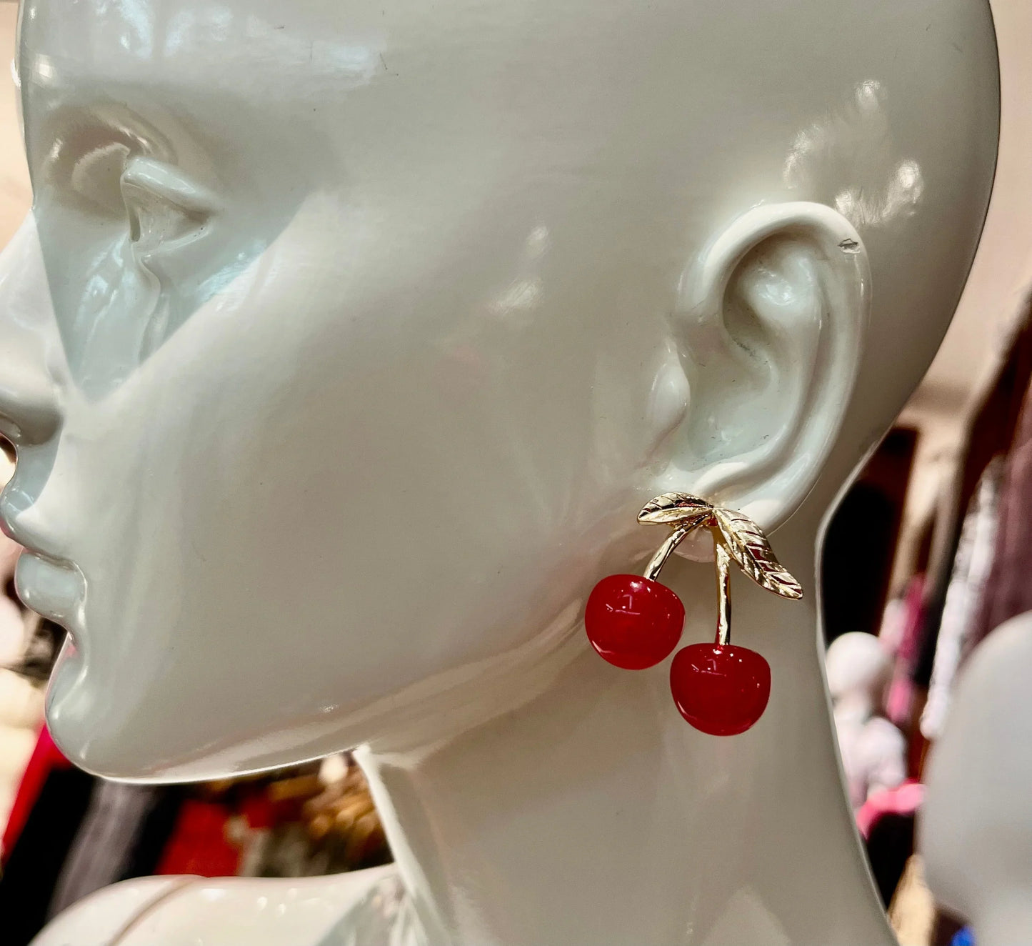 Sweet and Stylish touch(Red) - Cherry Charm Earrings