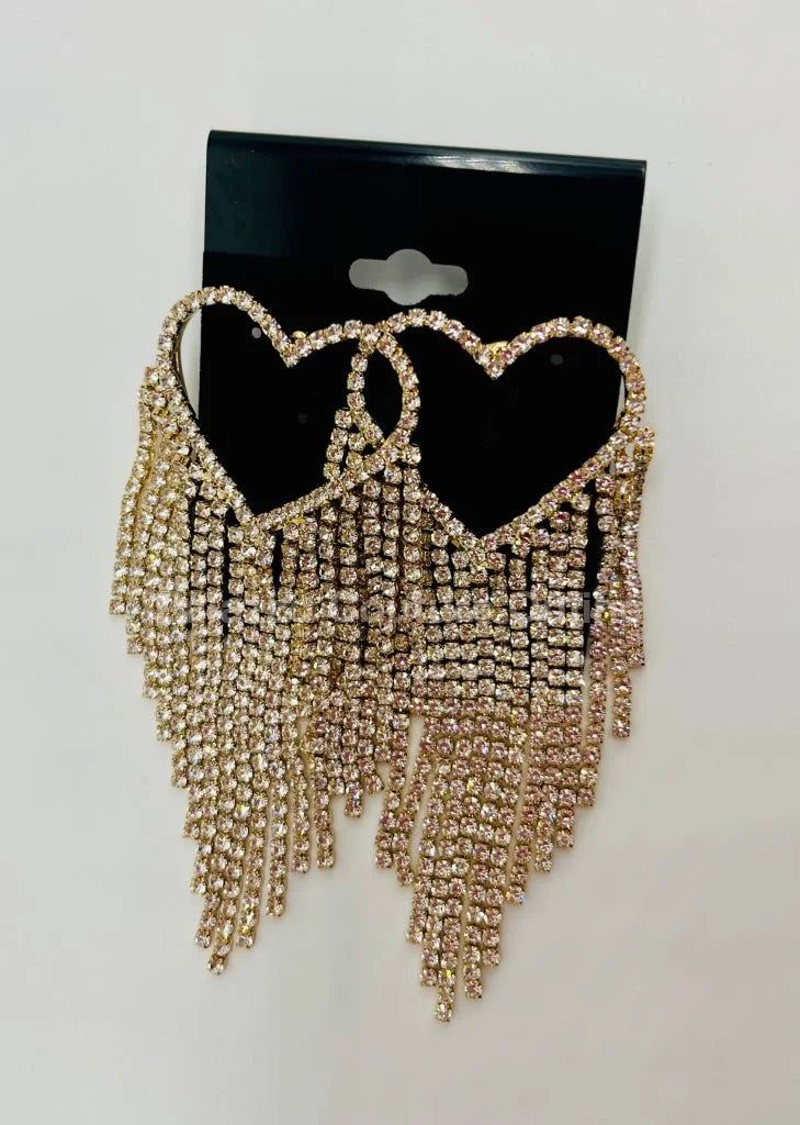 Sweetheart Fringe Earrings (Gold)