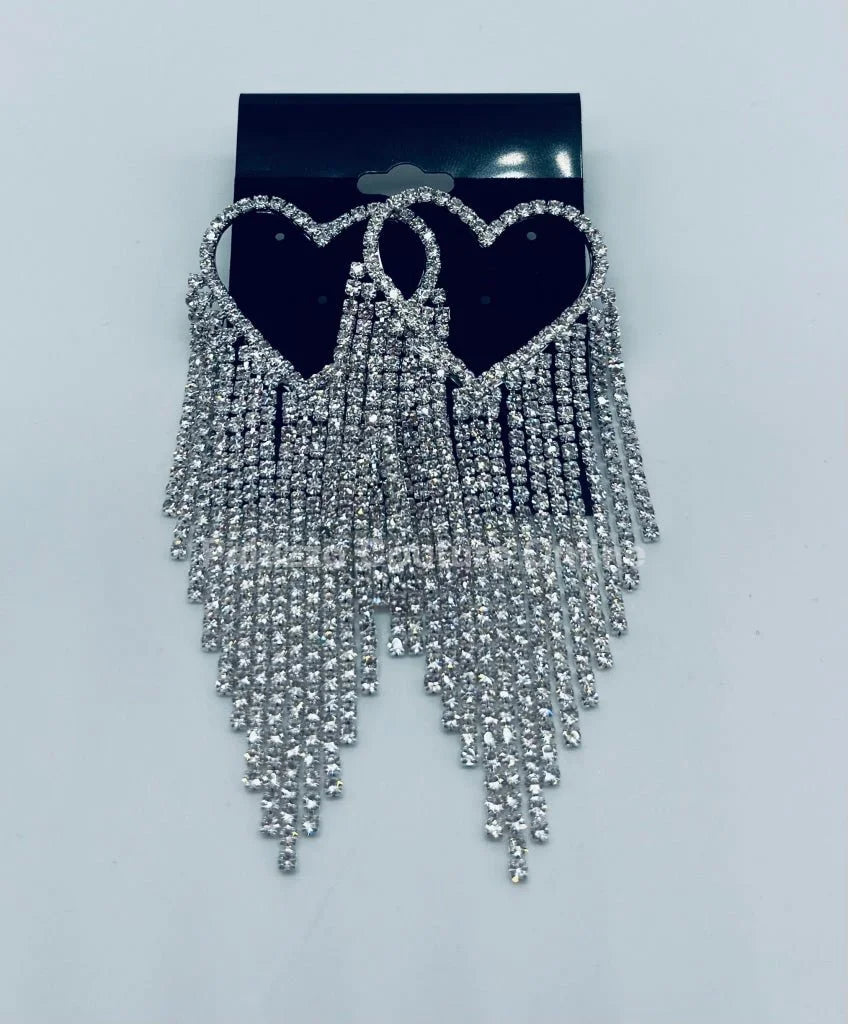 Sweetheart Fringe Earrings (Silver)