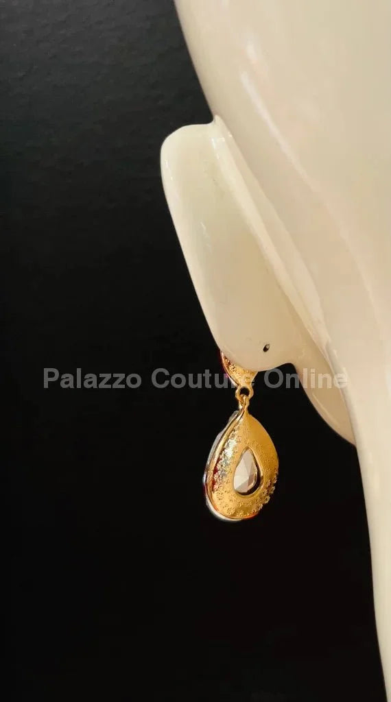 Teardrop Crystal Evening Earrings (Red)