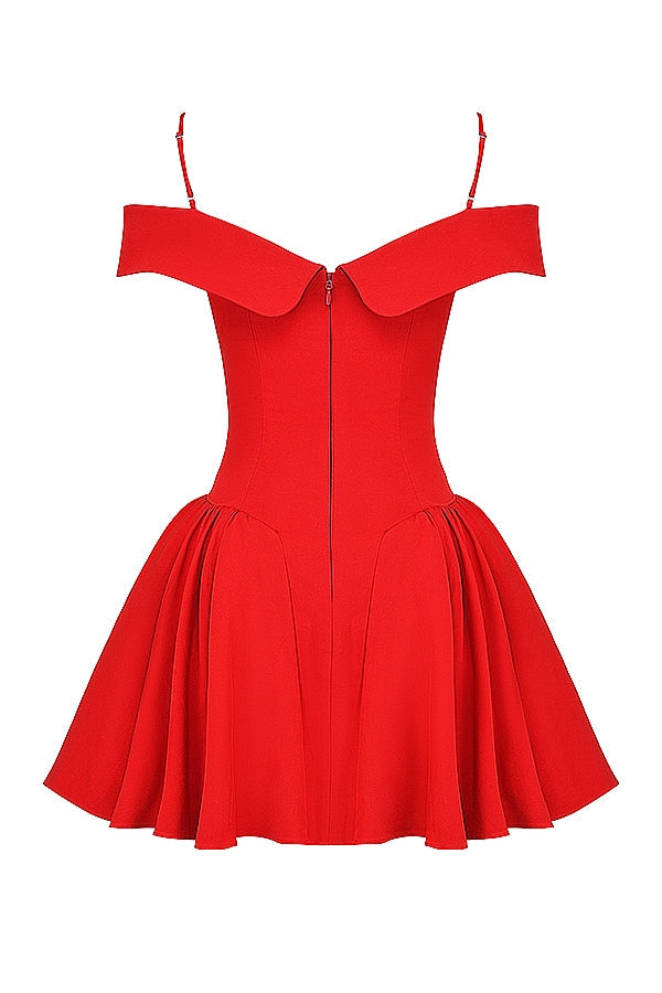 scarlet off shoulder mini dress