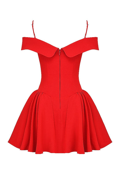 scarlet off shoulder mini dress