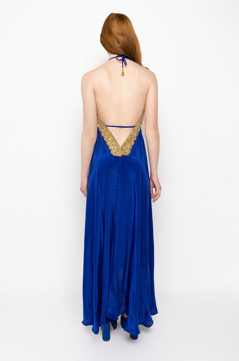 Private Oasis Maxi Dress (Royal Blue/Gold)