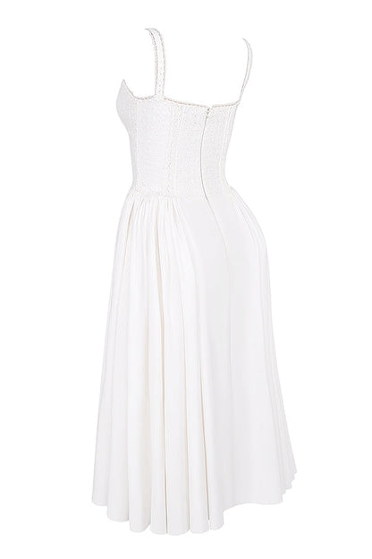 white broderie anglais & cotton midi dress