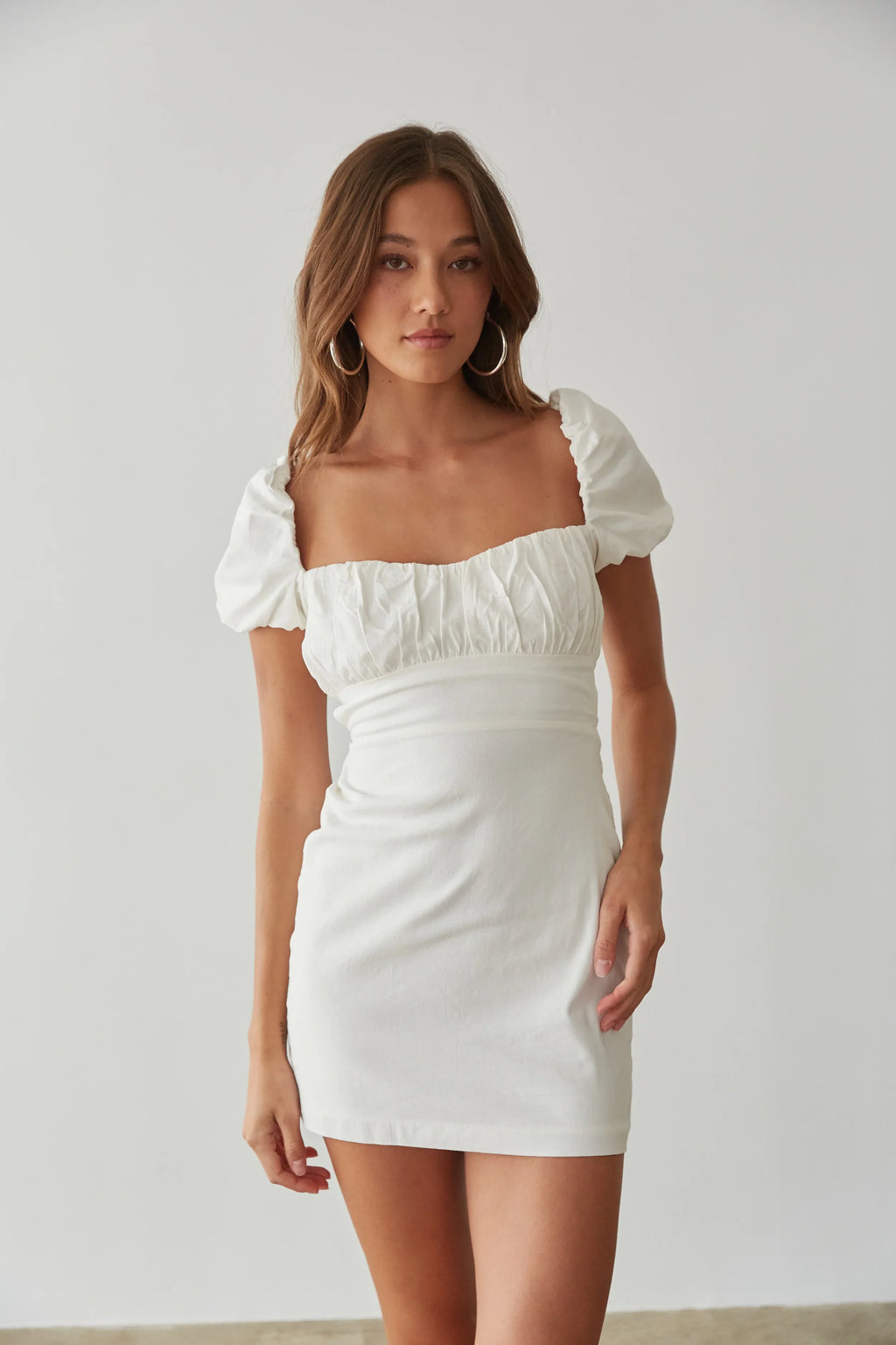 Emma Open Back Puff Sleeve Mini Dress