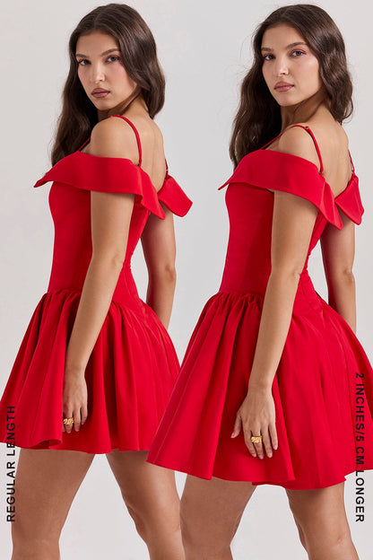 scarlet off shoulder mini dress