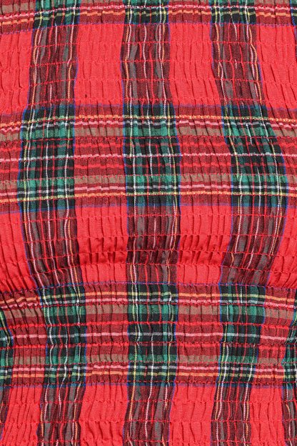 Lillee Ruched Top - Red Plaid