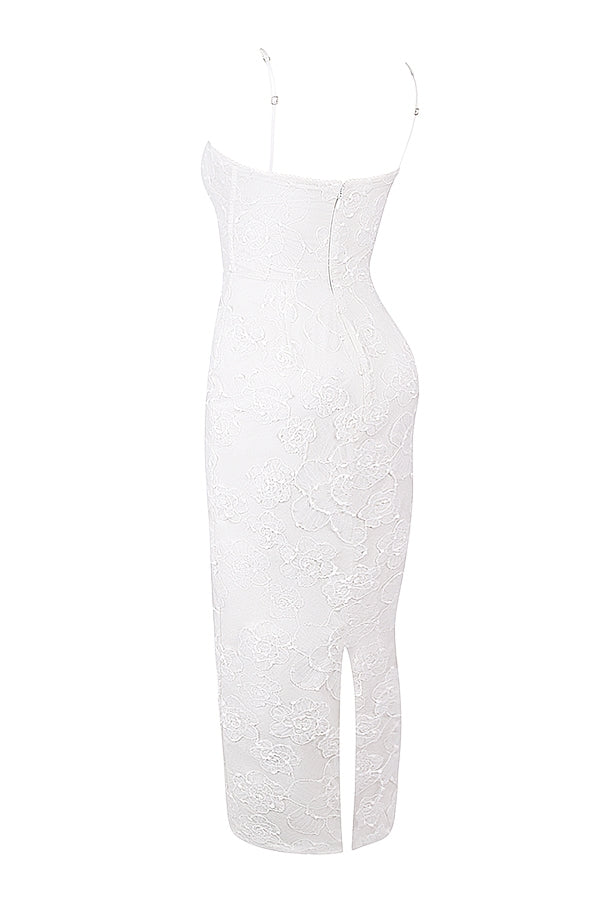 white floral lace maxi dress