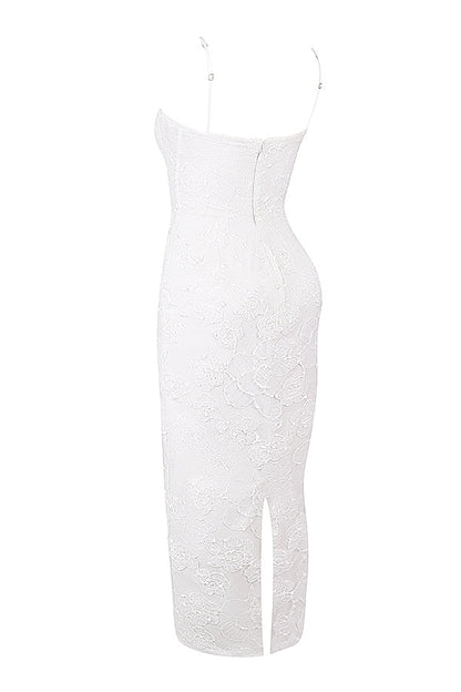 white floral lace maxi dress