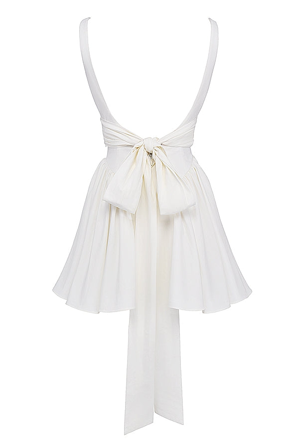 ivory cotton bow mini dress