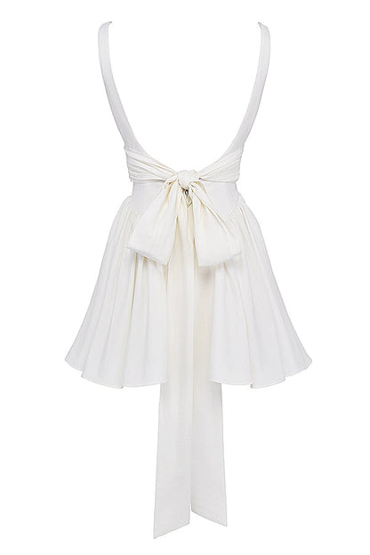 ivory cotton bow mini dress