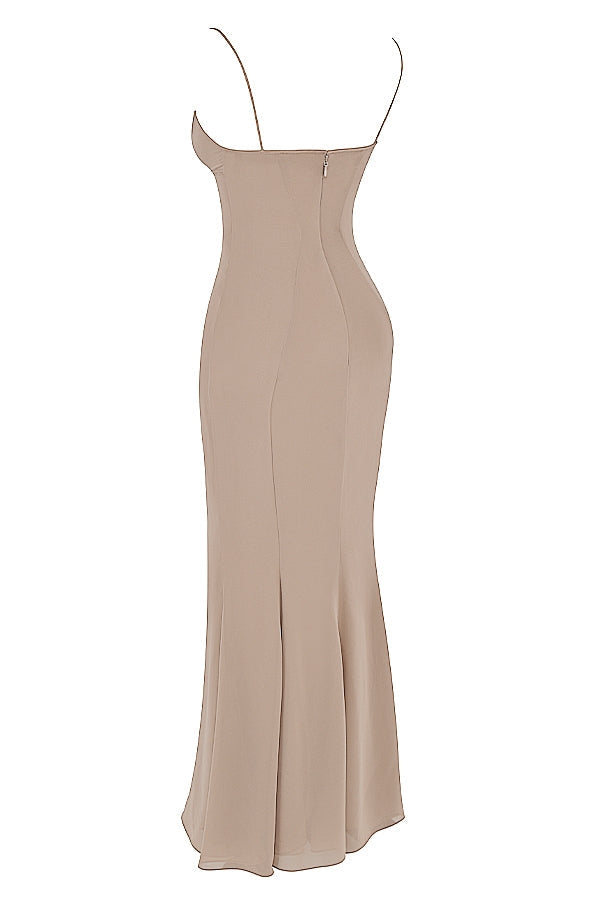 latte corset maxi dress