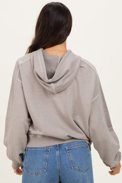 Beige French Terry Hooded Sweatshirt