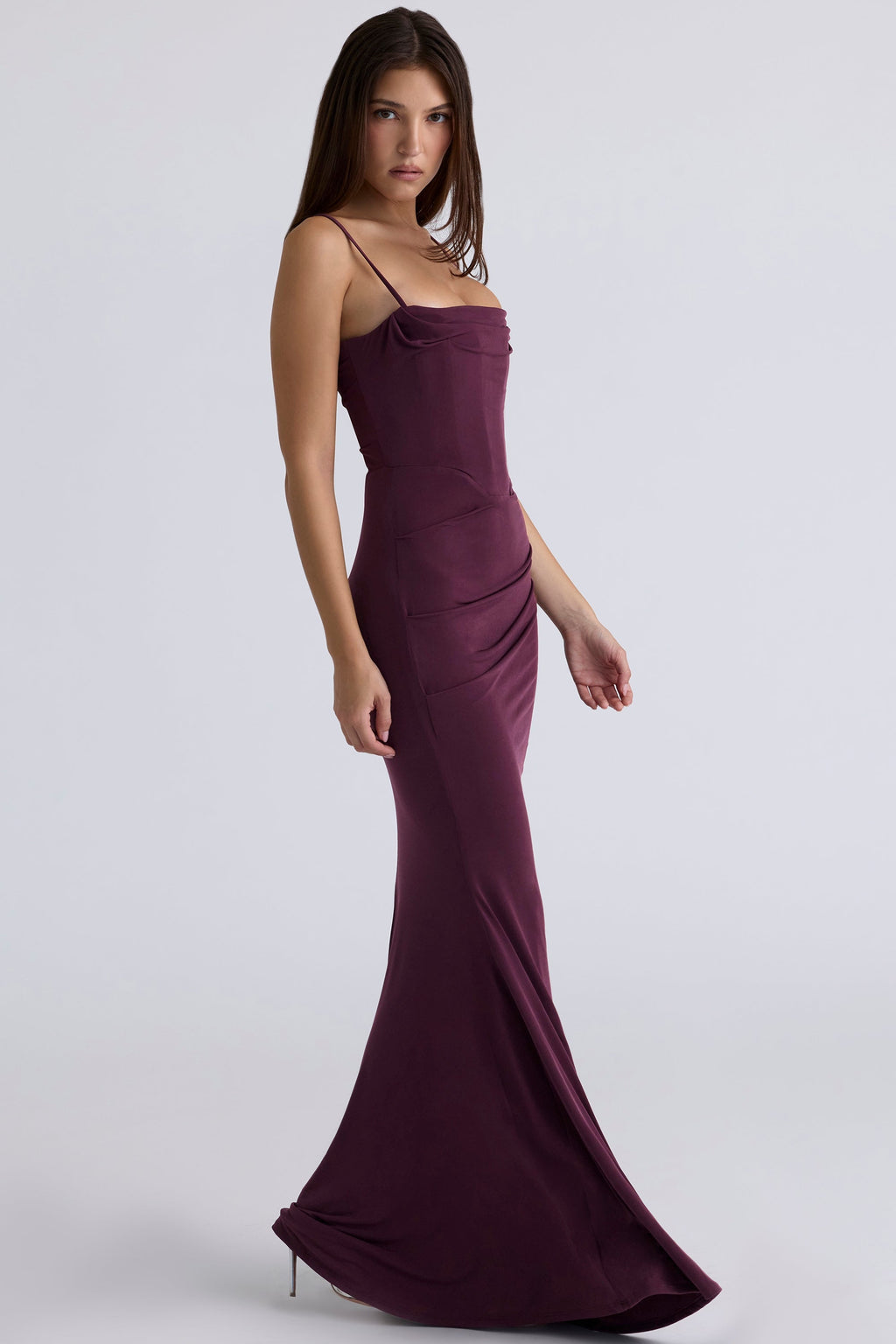 dark cherry corset maxi dress