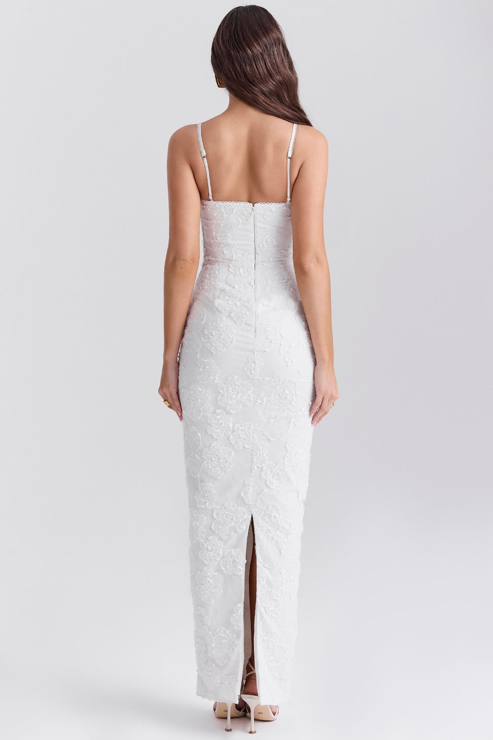 white floral lace maxi dress