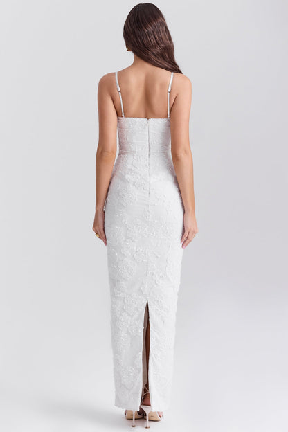 white floral lace maxi dress