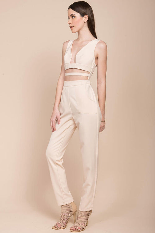Beverly cutout Dressy Jumpsuit Blush
