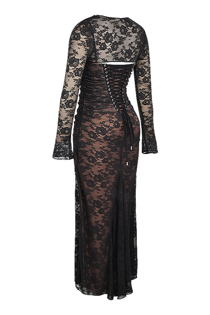 black lace maxi dress