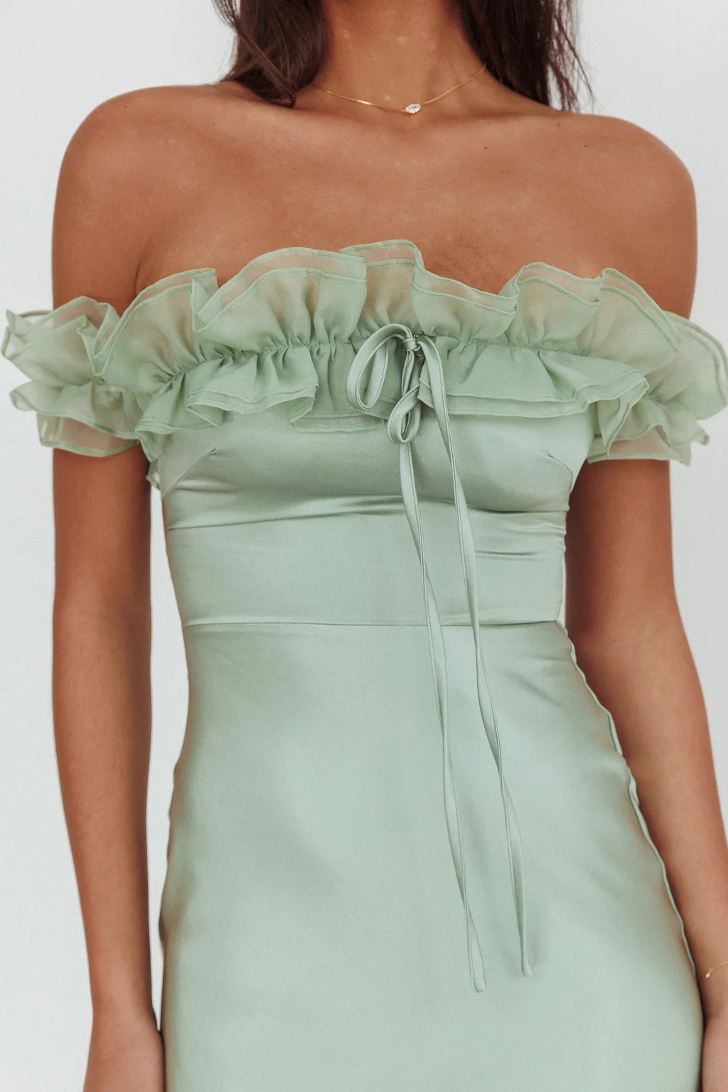 Summerfield Off-Shoulder Maxi Dress Pistachio