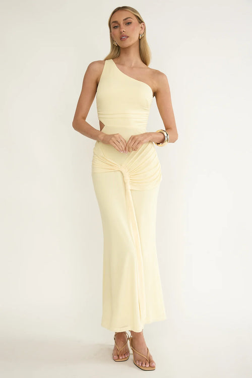 Luli One-Shoulder Cut-Out Maxi Dress Yellow
